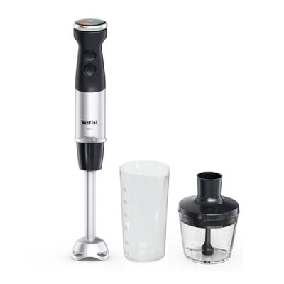 Blender vertical Tefal Quickchef+ HB672830, 1000 W, tehnologie Powelix, functie turbo, 20 viteze, mod silentios, tocator 0.5 L, recipient 0.8 L, negru & argintiu