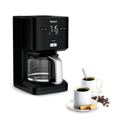 Cafetiera TEFAL Smart'n Light CM600810, 1000W, ecran digital, capacitate 1.25L, functie auto OFF, sistem antipicurare, carafa sticla, functie mentinere la cald, suport detasabil filtru, negru