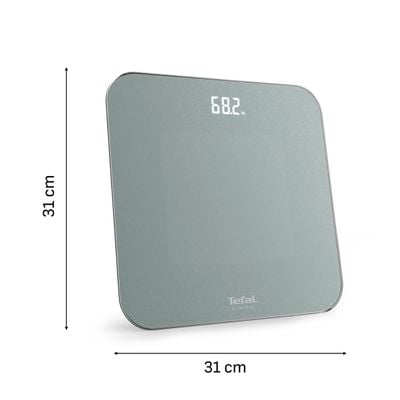 Cântar de baie Tefal Classic PP1903V0, 180 KG, gradații la 100 g, 31 x 31 cm, sticlă, gri