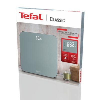 Cântar de baie Tefal Classic PP1903V0, 180 KG, gradații la 100 g, 31 x 31 cm, sticlă, gri