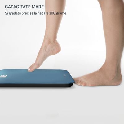 Cântar de baie Tefal Classic PP1905V0, 180 KG, gradații la 100 g, 31 x 31 cm, sticlă, albastru
