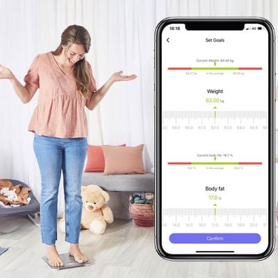 Cântar inteligent Tefal Goodvibes Life BM9600S1, 10 indicatori de măsurare, aplicație dedicată, greutate maximă 160 kg, sticlă tratată termic, argintiu