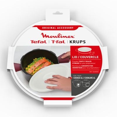 Capac pentru depozitare Tefal XA608000, compatibil cu vasul de gătit al multicooker-ului Tefal Cook4me, seriile CY85xx, CY91xx, închidere etanșă, alb
