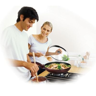 Capac Exception 28097712, orificiu pentru abur, mâner ergonomic, margine de inox, 28 cm, sticla