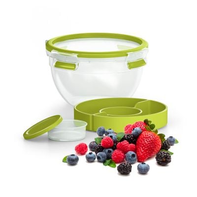 Caserolă MasterSeal to Go pentru salată  K3100112,  plastic, capac cu închidere etanş, 1l, transparent și verde
