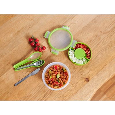 Caserolă MasterSeal to Go pentru salată  K3100112,  plastic, capac cu închidere etanş, 1l, transparent și verde