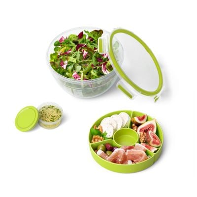 Caserolă XL MasterSeal ToGo pentru salată N1071310, plastic, capac cu închidere etanş, 2.6l, translucid și verde