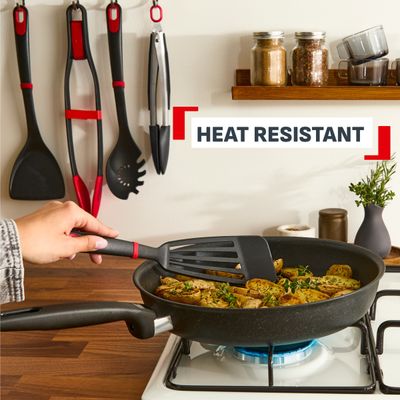 Cleste de bucatarie Tefal Ingenio+ K1991534, inox, rezistent la temperaturi inalte, compatibilitate cu masina de spalat vase, argintiu & negru