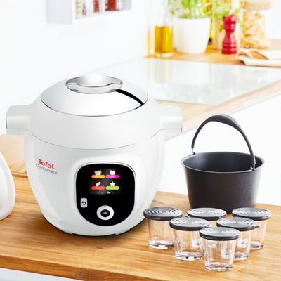 Recipient pentru prăjituri XA609011, compatibil cu multicooker Tefal Cook4Me+, înveliș antiaderent, mâner silicon, 18 cm, aluminiu, negru