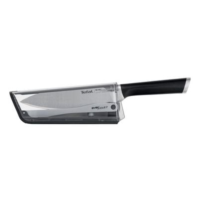 Cuțitul bucătarului cu suport de ascuțire Tefal Ever Sharp K2569004, 16.5 cm, suport cu tehnologie Dual Pivot, sistem de blocare, oțel german
