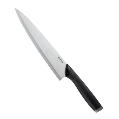 Cuțitul bucătarului Tefal Comfort K2213244, 20 cm, lamă inox, mâner ergonomic, argintiu & negru