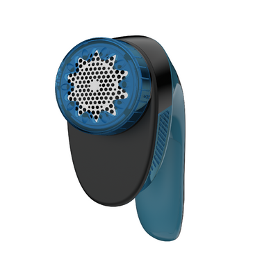 Aparat pentru &icirc;ndepărtarea scamelor JB1011E0, cuțit cu 3 lame din inox, 4 lungimi diferite, perie de curățare, recipient transparent, negru / albastru