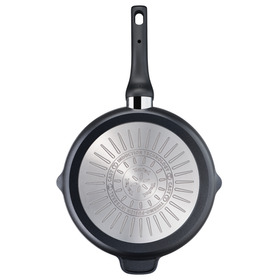 Tigaie grill 26 cm Unlimited Tefal E2294074, înveliș antiaderent 100% sigur, Titanium Anti-Scratch, Thermo-Signal™, bază Thermo-Fusion™, aluminiu, negru