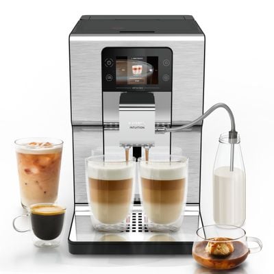 Espressor automat Krups Intuition Experience Hot&Cold EA879EE0, 1550 W, presiune 15 bari, capacitate rezervor apa 3 L, 13 trepte de macinare, tehnologie One Touch Cappuccino, 30 retete, ecran tactil, oprire automata, argintiu & negru