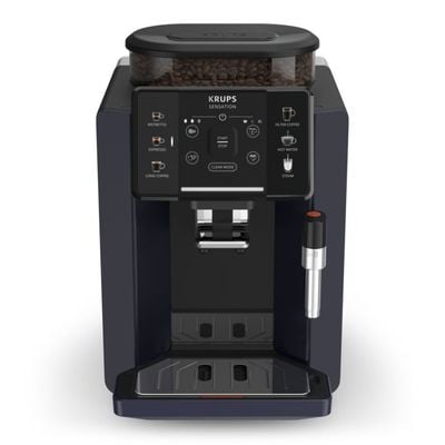 Espressor automat Krups Sensation EA910B10, 1450W, 15 bari, 5 rețete, ecran tactil, rezervor cafea 260g, duză de abur, Sistem Thermoblock Compact, negru & violet