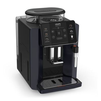 Espressor automat Krups Sensation EA910B10, 1450W, 15 bari, 5 rețete, ecran tactil, rezervor cafea 260g, duză de abur, Sistem Thermoblock Compact, negru & violet