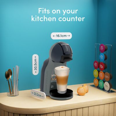 Espressor cu capsule Krups NESCAFÉ® Dolce Gusto® Mini Me 2 KP143BF0, 1600 W, 15 bari presiune, rezervor apa 0.8 L, oprire automata, gri & albastru