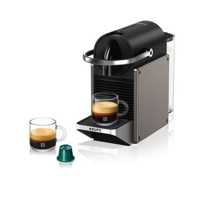 Espressor Nespresso Krups Pixie Titan XN306T10, 1260W, 19 bari, 0.7L, funcție oprire automată, negru & gri
