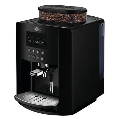 Espressor automat Krups Happy  Arabica EA817010, ecran LCD, 15 bari, rezervor boabe 260g, rezervor apă 1.7L, r&acirc;șniță 3 nivele, duză abur, funcție memorare, negru
