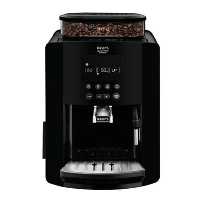 Espressor automat Krups Happy  Arabica EA817010, ecran LCD, 15 bari, rezervor boabe 260g, rezervor apă 1.7L, r&acirc;șniță 3 nivele, duză abur, funcție memorare, negru
