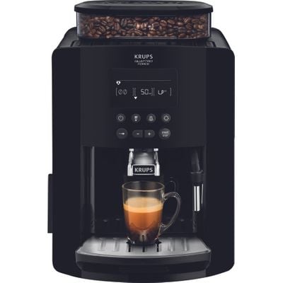 Espressor automat Krups Happy  Arabica EA817010, ecran LCD, 15 bari, rezervor boabe 260g, rezervor apă 1.7L, râșniță 3 nivele, duză abur, funcție memorare, negru
