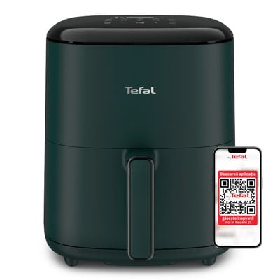 Friteuză cu aer cald Tefal Easy Fry Max EY245310, 1500W, 5L - Air fryer cu 10 programe automate, ecran tactil, vas antiaderent, oprire automată, verde