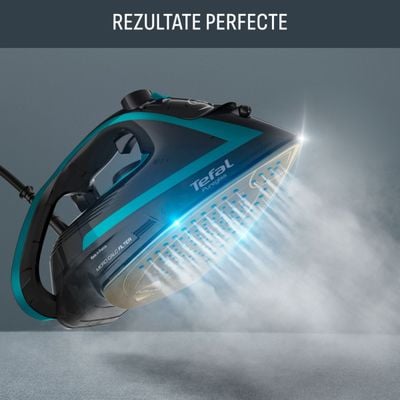 Fier de călcat cu abur Puregliss Tefal FV8066E0, 3000 W,  încălzire rapidă, 50 g/min de abur continuu, jet abur 280 g/min , Mod standby, Tehnologie patentata Micro Lime Filter, 