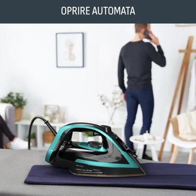 Fier de călcat cu abur Puregliss Tefal FV8066E0, 3000 W,  încălzire rapidă, 50 g/min de abur continuu, jet abur 280 g/min , Mod standby, Tehnologie patentata Micro Lime Filter, 