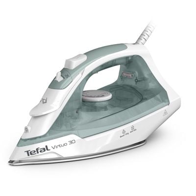Fier de călcat cu abur Tefal Virtuo FV2C42E0, 2000W, jet abur 120g/min, abur variabil 0-27 g/min, rezervor apă 240 ml, talpă ceramică, sistem anticalcar, verde & alb