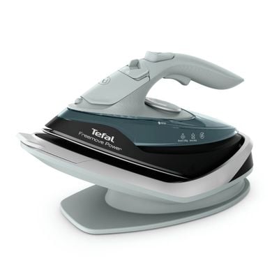 Fier de calcat fara fir Tefal Freemove Power FV6670E0, 2600W, jet abur 220 g/min, abur variabil 0 - 40 g/min, recipient apa 250 ml, sistem anticalcar, talpa ceramica, incalzire rapida in 30s, calcare verticala, verde & negru