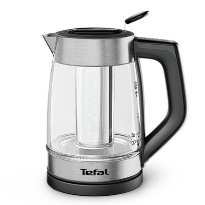 Fierbator de apa Tefal Element BJ760DE0, 2200 W, 1.7 L, 5 trepte temperatura, indicator luminos temperatura, infuzor pentru ceai, baza rotativa, argintiu & negru