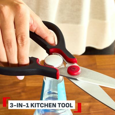 Foarfeca de bucatarie Tefal Ingenio K1991234, inox, compatibilitate cu masina de spalat vase, negru & rosu