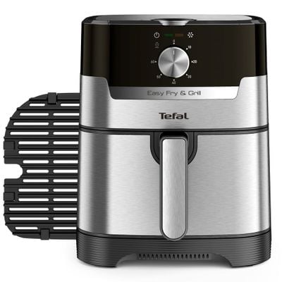Friteuză cu aer cald EASY FRY & GRILL 2 în 1 Tefal EY501D15, 1400W, 4.2L, funcție grill cu gratar încorporat, tehnologie Extra Crisp, vas detașabil, negru/argintiu