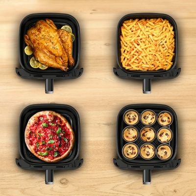 Friteuza cu aer cald Tefal Easy Fry Mega Compact EY8618E0, 2020 W, capacitate 7.5 L, - Ai fryer cu 8 programe automate, temperatura ajustabila, display digital, oprire automata, negru 