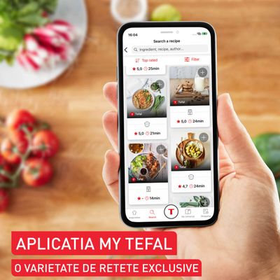 Friteuză cu aer cald Tefal Easy Fry Silence EY5521E0, 1670W, 5L, 10 programe automate, tehnologie Extra-Crisp, temperatură ajustabilă, ecran LCD, oprire automată, alb