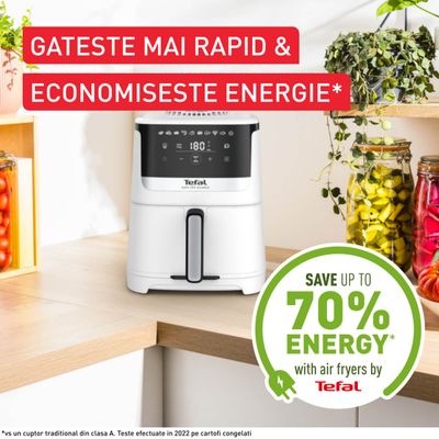 Friteuză cu aer cald Tefal Easy Fry Silence EY5521E0, 1670W, 5L, 10 programe automate, tehnologie Extra-Crisp, temperatură ajustabilă, ecran LCD, oprire automată, alb