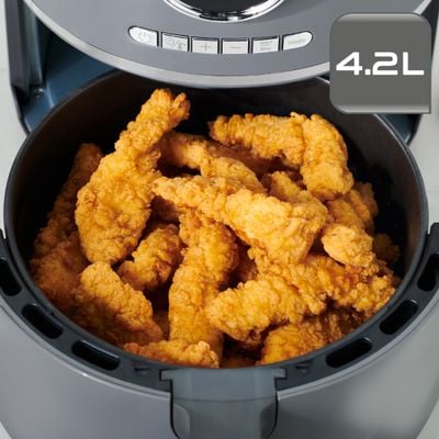 Friteuza cu aer cald Tefal Ultra Fry Digital EY111B15 - Air fryer cu 8 programe, capacitate 4.2L, temperatura ajustabila, timer 60 minute, gri închis
