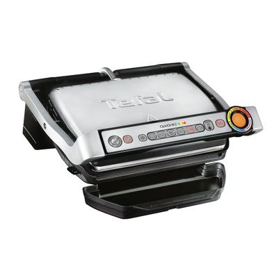 Grătar electric OptiGrill+ GC712D34, 6 programe, senzor automat, mod manual 4 nivele, plăci antiaderente din aluminiu turnat, tavă colectare lichide, argintiu