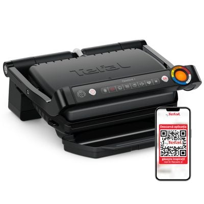 Grătar electric Tefal Optigrill+ GC717810, 2000W, 6 programe automate, plăci de 30 x 20 cm detașabile, mod auto și manual, negru 