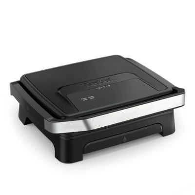 Grătar electric multifuncțional Tefal Inicio Panini Maker & Grill GC271810, 2180W, până la 6 persoane, suprafață antiaderentă de gătit 29x26 cm, depozitare verticala, tavă suc detașabilă, negru