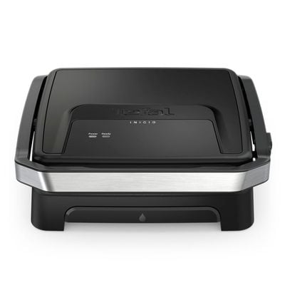 Grătar electric multifuncțional Tefal Inicio Panini Maker & Grill GC271810, 2180W, până la 6 persoane, suprafață antiaderentă de gătit 29x26 cm, depozitare verticala, tavă suc detașabilă, negru