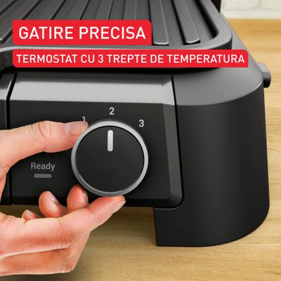 Gratar electric Tefal SuperGrill 3 in 1 GC5108E0, 2000W, indicator gătire, plăci detașabile cu înveliș antiaderent, 3 trepte temperatură, funcție cuptor & barbeque, 600 cm2, negru