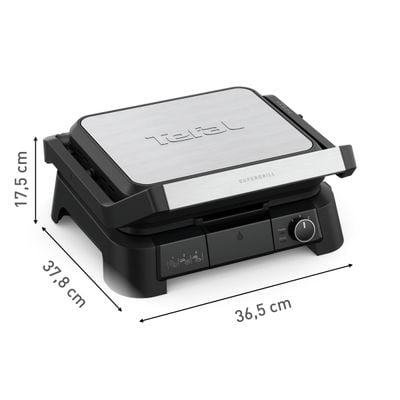 Gratar electric Tefal SuperGrill 3 in 1 GC510DE0, 2000W, indicator gătire, plăci detașabile cu înveliș antiaderent, 3 trepte temperatură, funcție cuptor & barbeque, 600 cm2, argintiu & negru