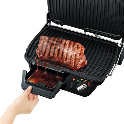 Grătar electric Tefal SuperGrill XL GC461B34, 2400W, termostat cu 4 poziții, plăci antiaderente, tavă de colectare, indicator LED
