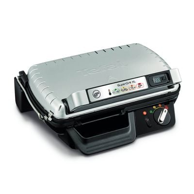 Grătar electric Tefal SuperGrill XL GC461B34, 2400W, termostat cu 4 poziții, plăci antiaderente, tavă de colectare, indicator LED