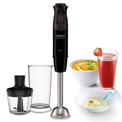 Blender vertical OptiChef 2 în 1 HB641838, 800 W, 10 trepte de viteză, funcție Turbo, tocator 0.5 L, protecție antistropire, mâner antialunecare, recipient 0.8 L, negru
