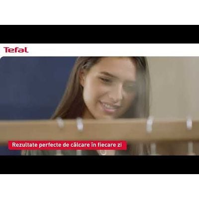 Aparat de călcat vertical pliabil Tefal ACCESS STEAM POCKET DT3050E1, 1300W, abur variabil 20 g/min, oprire automata, husă pentru transport, alb & roz