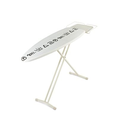 Masă de călcat TI1200E1, suprafață 124 x 40 cm, înălțime până la 93 cm, husă bumbac și spumă, 6 KG, inox, alb / negru