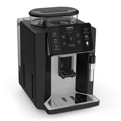 Espressor automat Krups Sensation EA910A10, 5 retete, presiune 15 bari, 1450 W, Sistem Thermoblock Compact, negru & argintiu