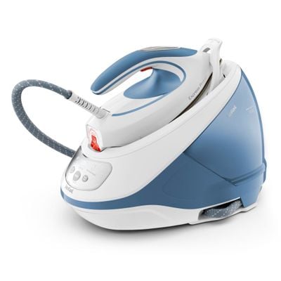 Stație de călcat cu abur Tefal Express Protect SV9202E0, 2800W, presiune 7.5 bari, jet de abur 520 g/min, rezervor 1.8L, talpa Durilium Airglide Autoclean, Alb&albastru